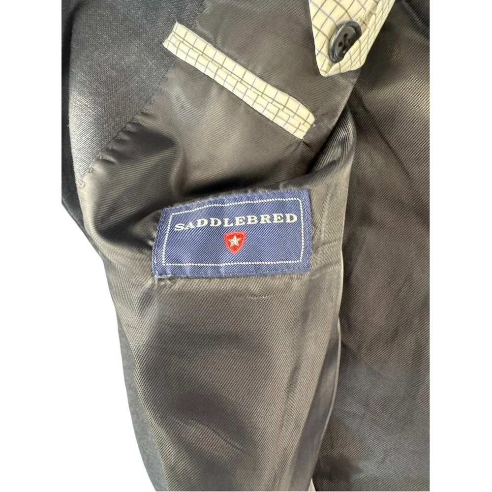 Saddlebred Mens Suit Jacket Blazer Charcoal Gray 44S 2 Button Lined Professional